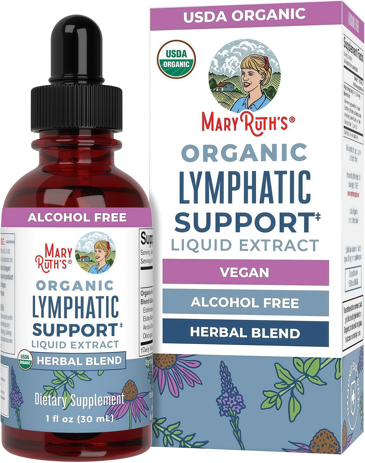 MARYRUTH'S Organic Lymphatic Support Liquid Drops, Herbal Blend, Non-GMO | USDA Organic, Herbal Blend with Echinacea & Elderberry, Blue Vervain, Vegan, Alcohol-Free, Non-GMO